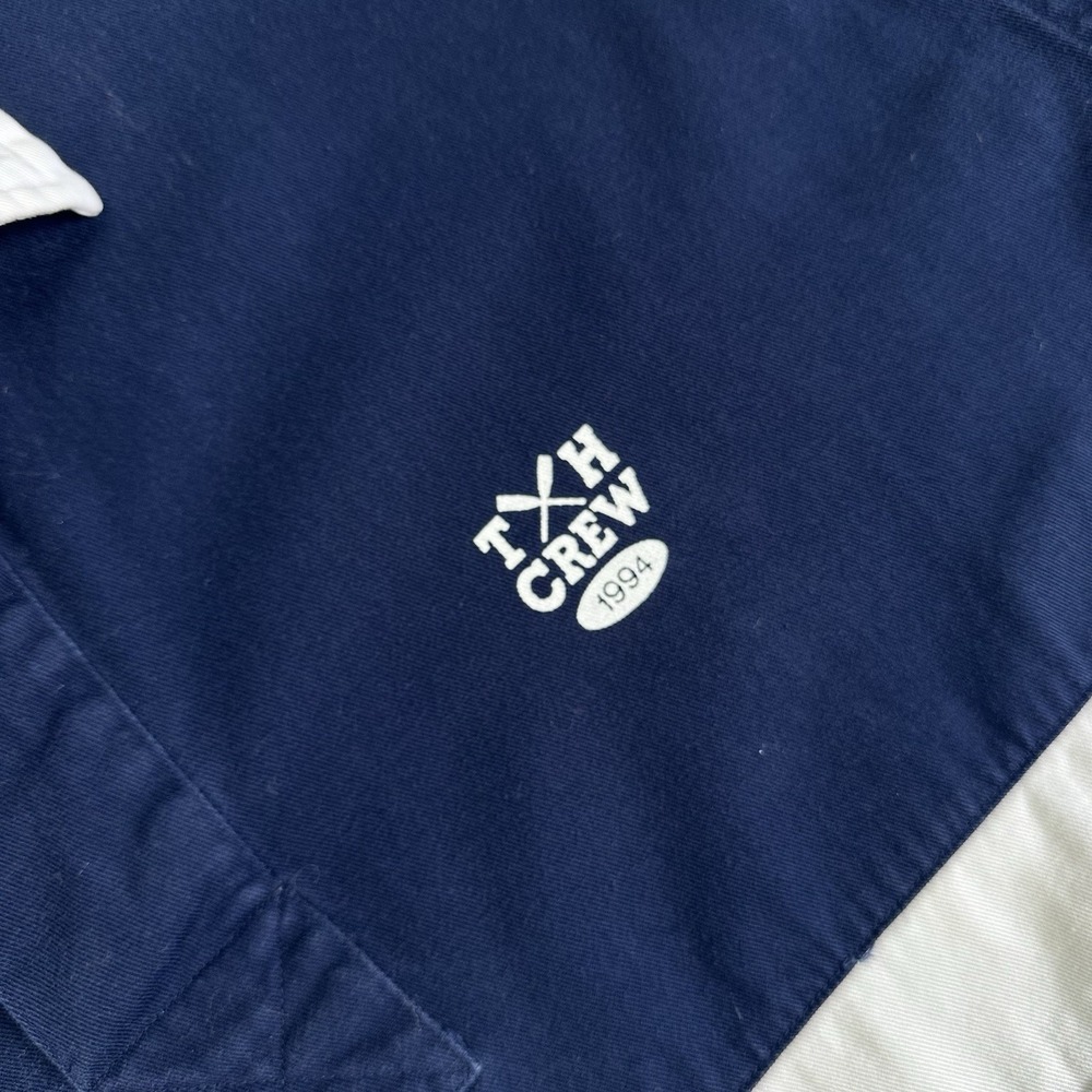Vtg 1994 Tommy Hilfiger Crew Rowing Rugby Polo Shirt Men Large Navy Blue Preppy - Picture 4 of 8